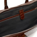 Robny Kahve Erkek Kroko Baskılı Deri Evrak Çantası