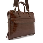 Robny Kahve Erkek Kroko Baskılı Deri Evrak Çantası