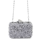 Rowena Gri Kadın Parlak Taşlı Gece Çantası