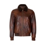 Safira Kahve Erkek Kürk Yakalı Deri Ceket