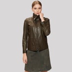 Salvia Kadın Deri Hakim Yakalı Mont