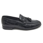 Samuel Siyah Erkek Kroko Baskılı Deri Klasik Ayakkabı