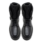 Sanda Siyah Kadın Kapitone Detaylı Deri Bot