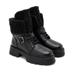 Sanda Siyah Kadın Kapitone Detaylı Deri Bot