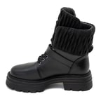 Sanda Siyah Kadın Kapitone Detaylı Deri Bot