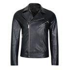 Santo Siyah Erkek Deri Biker Ceket