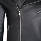 Santo Siyah Erkek Deri Biker Ceket