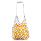 Sarı El Emeği Örgü Deri Çanta