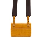 Sarı Fels Kadın Kroko Baskılı Deri Omuz Askılı Çanta