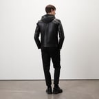 Selino Siyah Erkek Kapüşonlü Deri Mont