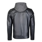 Selino Siyah Erkek Kapüşonlü Deri Mont