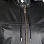 Selino Siyah Erkek Kapüşonlü Deri Mont