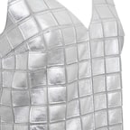 Selvaggia Gümüş Kadın Panelli Deri Elbise