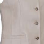 Siena Bej Kadın Deri Keten Yelek/Bluz