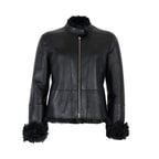 Sirus Siyah Kadın Çift Taraflı Kürk Ceket