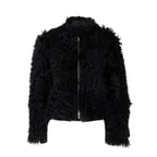 Sirus Siyah Kadın Çift Taraflı Kürk Ceket