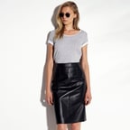 Siyah Alice Kadın Deri Kalem Etek