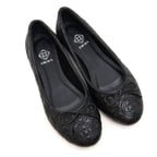 Siyah Ballerin Kadın Deri Babet