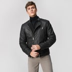 Siyah Colombano Erkek Deri Mont