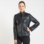 Siyah Connor Kadın Deri Ceket