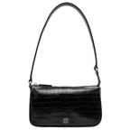 Siyah Dativ Kadın Deri Omuz Askılı Çanta