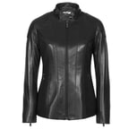 Siyah Dayra Kadın Deri Mont