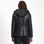 Siyah Dayra Kadın Deri Mont