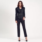 Siyah Deri Detaylı Kadın Ceket