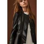 Siyah Duvessa Kadın Deri Ceket