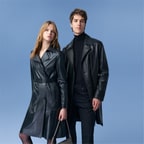 Siyah Erkek Deri Trençkot