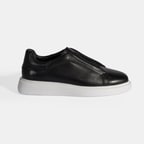 Siyah Erkek Lastik Detaylı Deri Günlük Ayakkabı