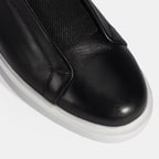 Siyah Erkek Lastik Detaylı Deri Günlük Ayakkabı