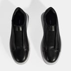 Siyah Erkek Lastik Detaylı Deri Günlük Ayakkabı