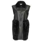 Siyah Gladys Kadın Uzun Kürk Yelek