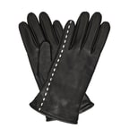 Siyah Kadın Deri Şeritli Eldiven