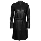 Siyah Kadın Deri Trençkot