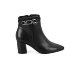 Siyah Kadın DesaComfort Toka Aksesuarlı Topuklu Deri Bot