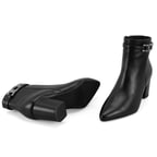 Siyah Kadın DesaComfort Toka Aksesuarlı Topuklu Deri Bot