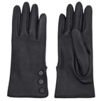 Siyah Kadın Düğmeli Deri Eldiven