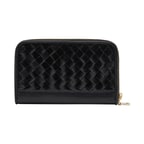 Siyah Kadın Örgü Deri Cüzdan