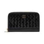 Siyah Kadın Örgü Deri Cüzdan
