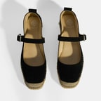 Siyah Kadın Toka Detaylı Süet Mary Jane Espadril