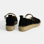 Siyah Kadın Toka Detaylı Süet Mary Jane Espadril