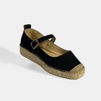 Siyah Kadın Toka Detaylı Süet Mary Jane Espadril