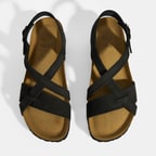 Siyah Kadın Toka Detaylı Süet Sandalet