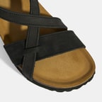 Siyah Kadın Toka Detaylı Süet Sandalet