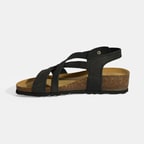 Siyah Kadın Toka Detaylı Süet Sandalet