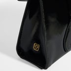 Siyah Kadın Yaprak Detaylı Deri Omuz Çantası