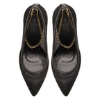 Siyah Karla Kadın Zincir Detaylı Klasik Ayakkabı