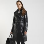 Siyah Marjorie Kadın Deri Trençkot